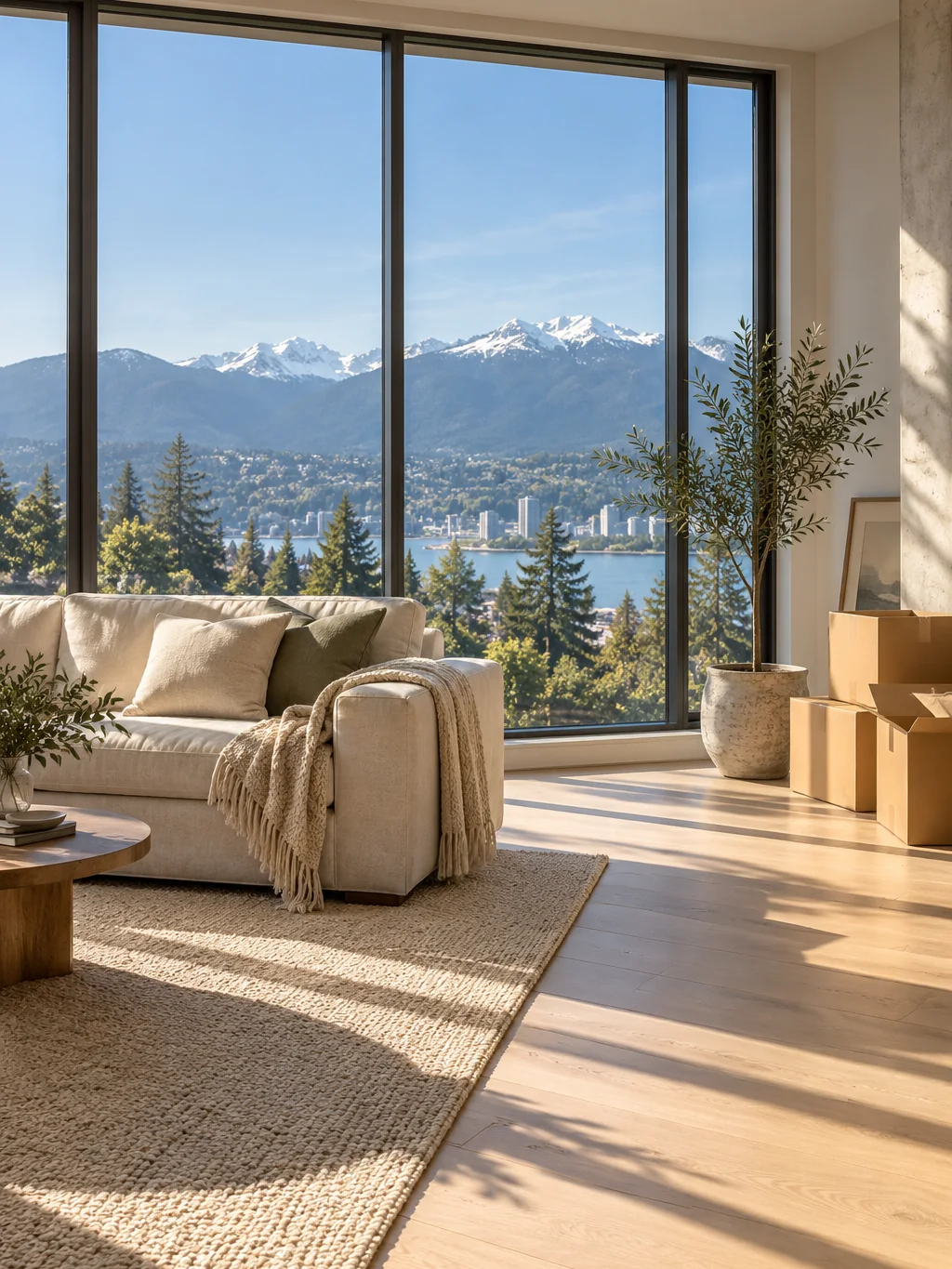A bright new home with a view of the North Shore mountains