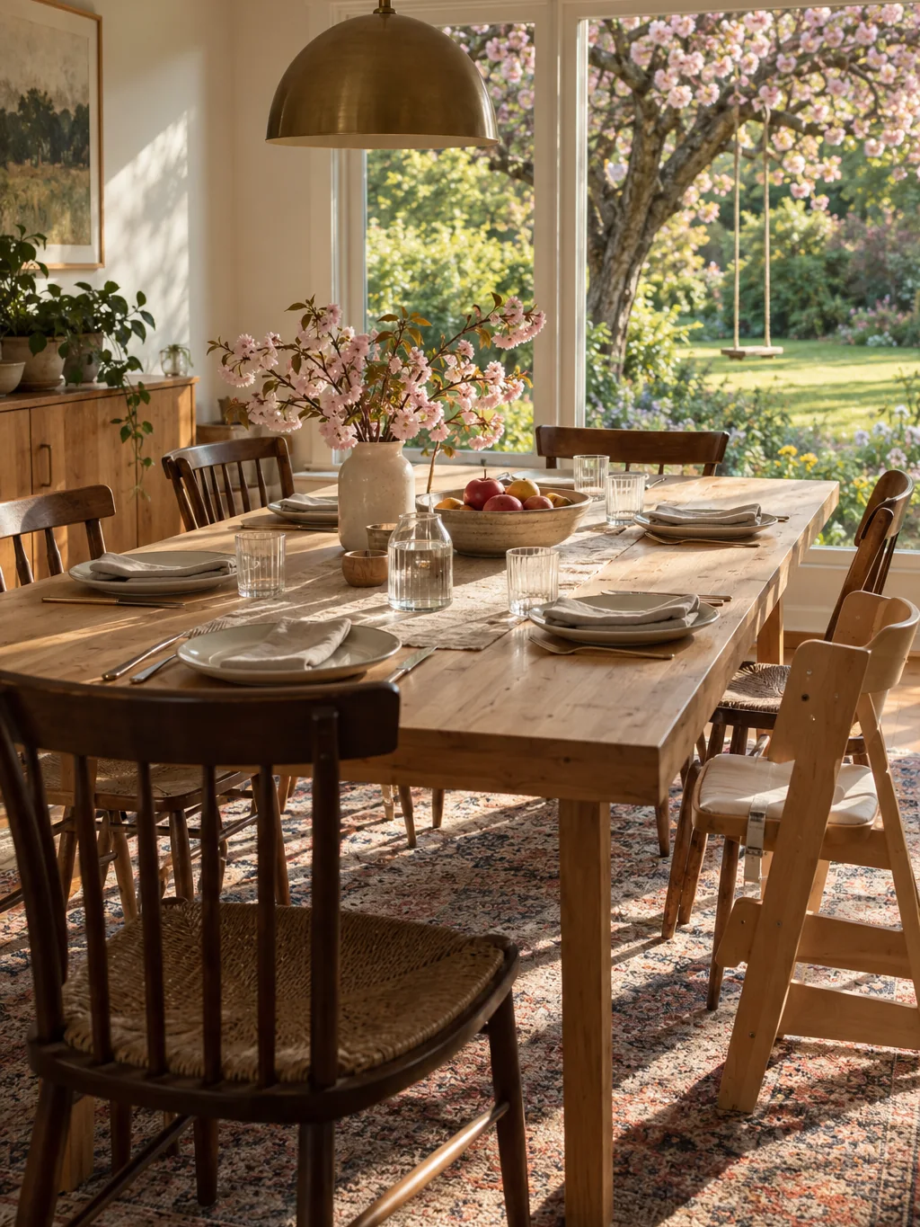 A family dining table set for a meal